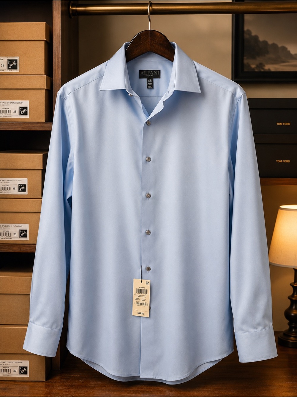 Alfani Men's Sky Blue Spread Collar Dress Shirt